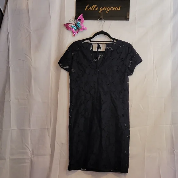 Loft Short Sleeve Black Lace dress Size 6 - Picture 2 of 8